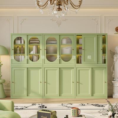 法式铁艺移门书书架推柜拉门组合柜飘家用21212客厅展窗储物柜收