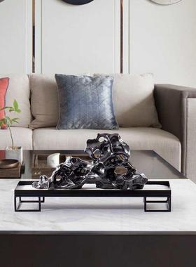 山新中陶瓷设太湖石铁艺沙盘假微景观F87568JH客式厅茶几玄关摆博