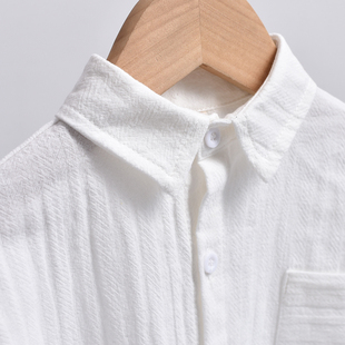 儿童韩版 男童长袖 新款 2022春装 纯棉翻领薄白S色衬衣男孩绅士 衬衫