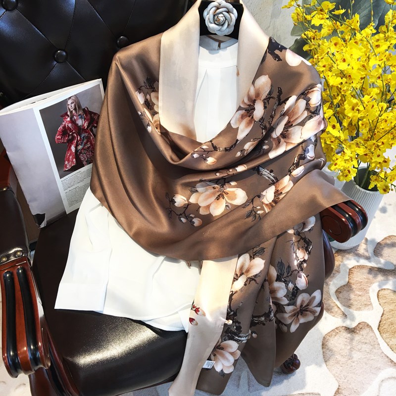 双层国风真丝丝巾围巾旗袍披肩y高档送礼妈妈款长辈实用生日礼物