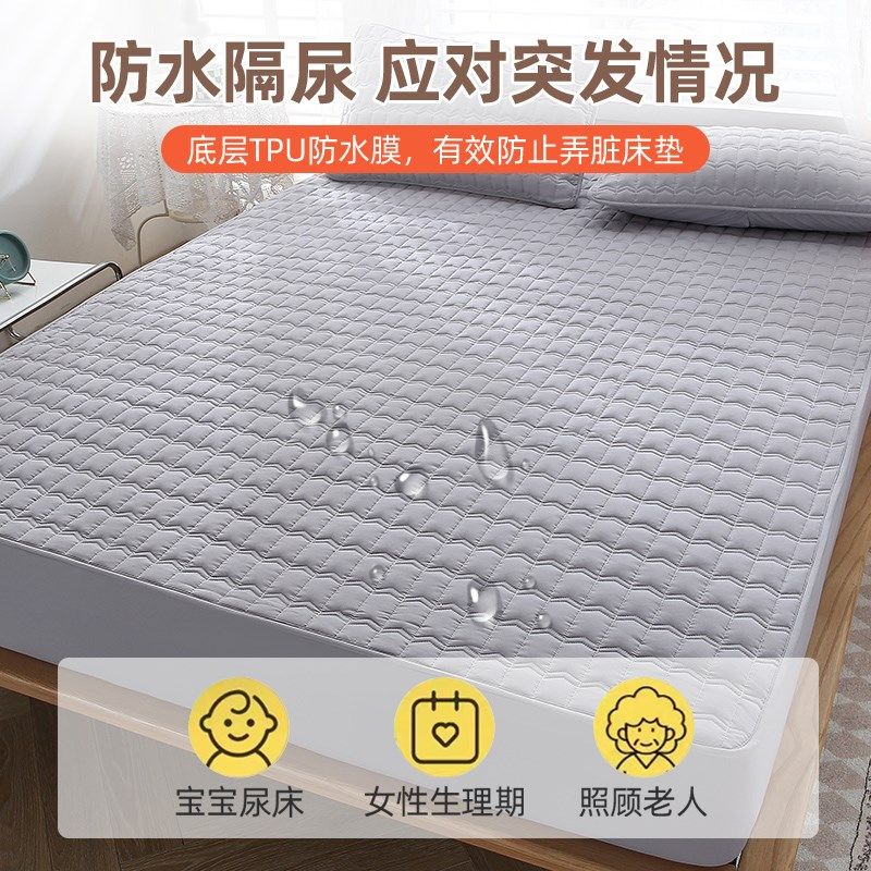纯棉防水隔尿床笠夹棉单件透气防滑床罩J防尘罩盖全包新款床垫套