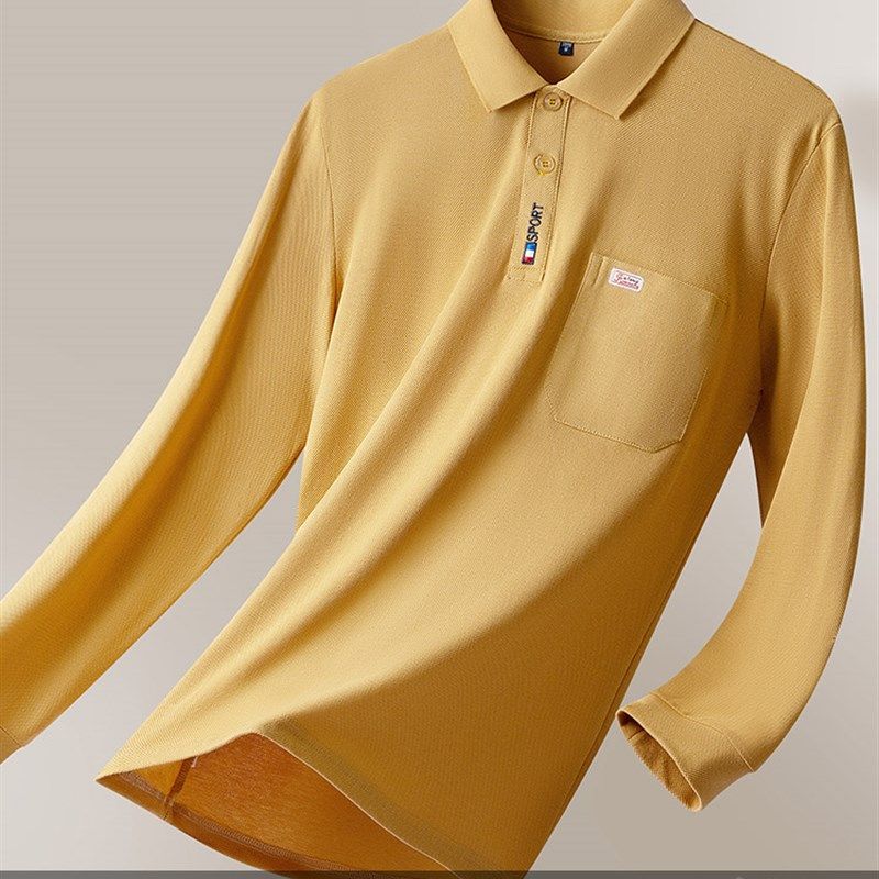 申本爸爸休闲polo衫男士2025春季新款时尚翻领潮流纯Z棉长袖t恤