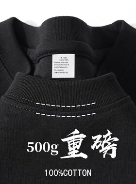 500gb纯棉重磅夏季圆领美式短袖t恤男女纯色厚实不透宽松内搭半袖