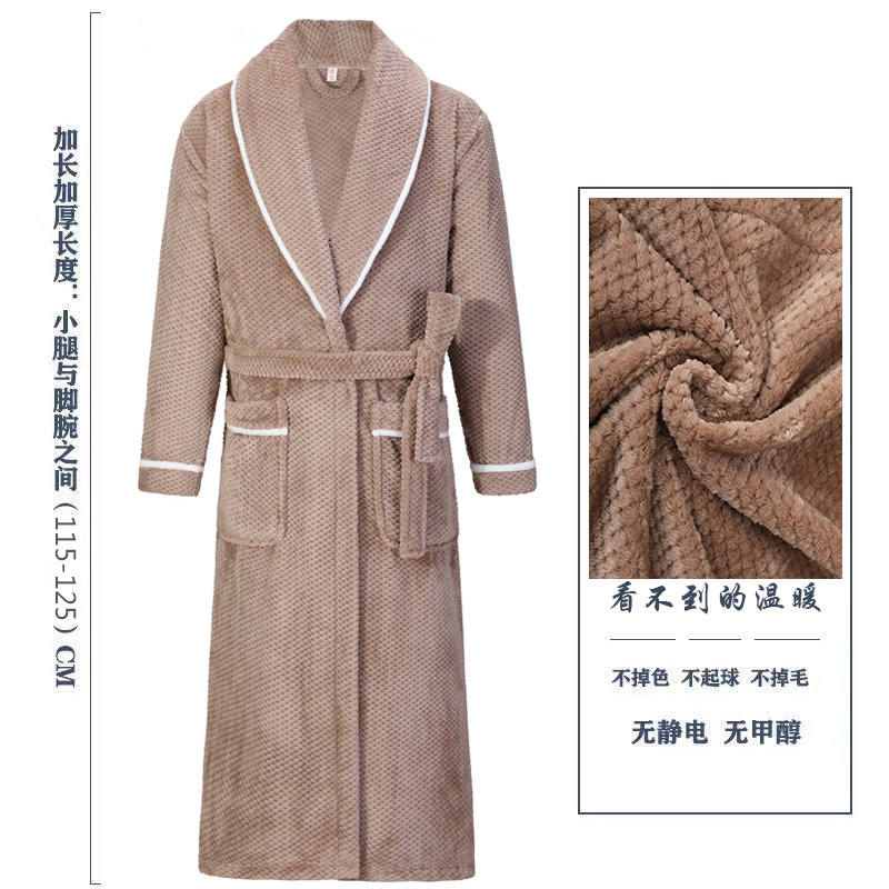 睡衣女款冬季g加绒保暖睡袍大尺码法兰绒浴袍加长加厚家居服洗澡