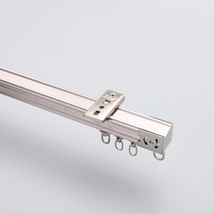 窗帘单轨道滑轮滑轨铝合金导轨A双轨直轨顶装侧装纳米支架配件