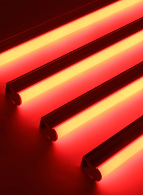 红色灯管红光灯条led灯带T5Tx8光管线条日光灯装饰网红一体化220V