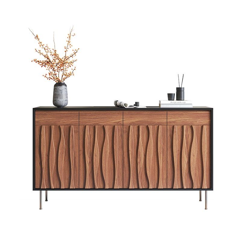 中古风高级复古餐边柜客厅咖啡机摆放台别M墅实木展示柜玄关置物