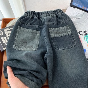 牛仔裤 男孩韩版 202o5新款 时尚 柔软长 儿童宽松帅气老爹裤 男童春装