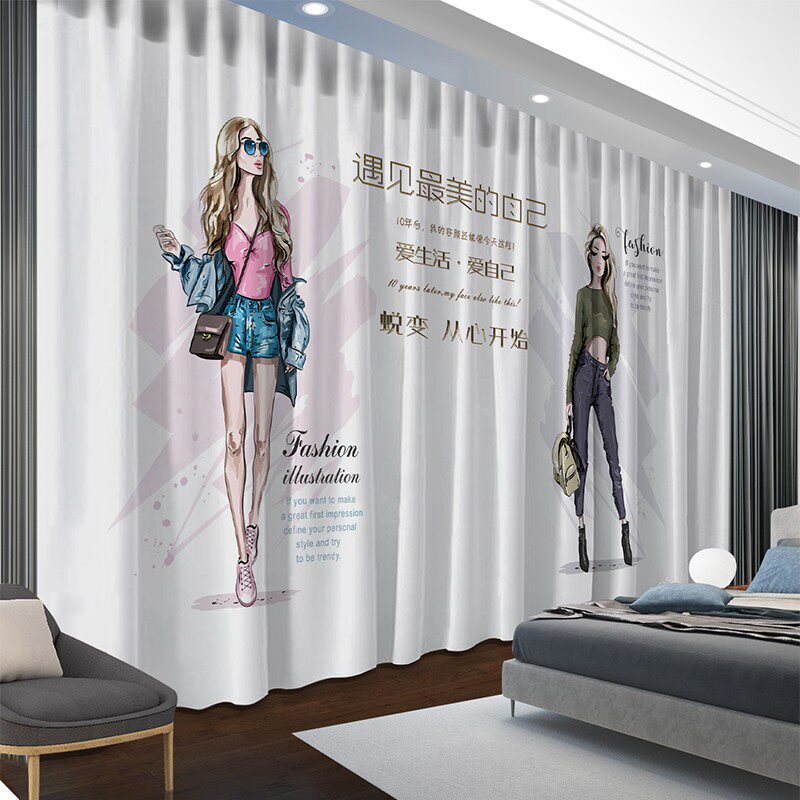 定制窗帘c美容院美妆店理发店专用纹绣会所遮光帘服装店隔断窗纱