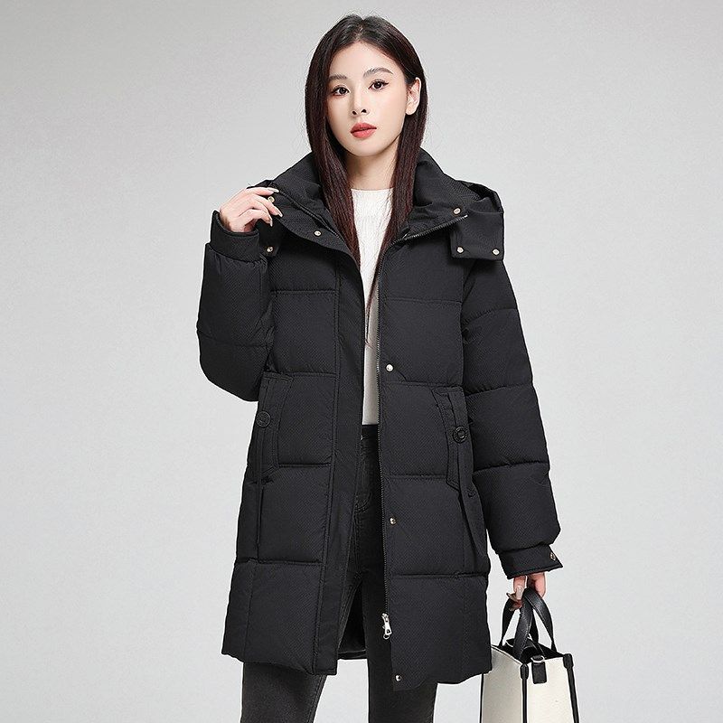 羽绒棉服女中长款2024年新款冬季加F厚保暖外套韩版宽松面包服棉