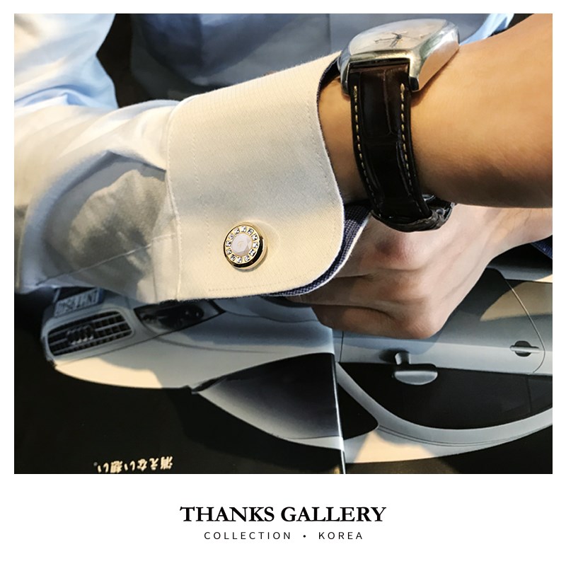 金镶玉袖扣男高级轻奢定制法式衬衫西装袖口扣钉S商务送男朋友礼