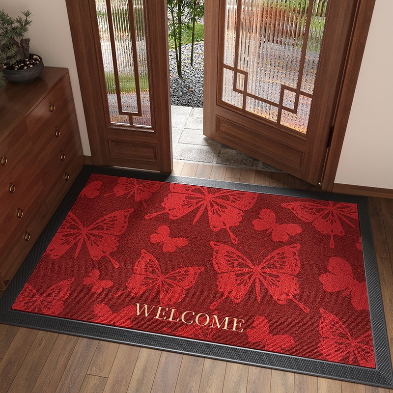 地垫入户门垫激光打印玄关大门口进门脚垫刺绣红色喜庆.防滑室外