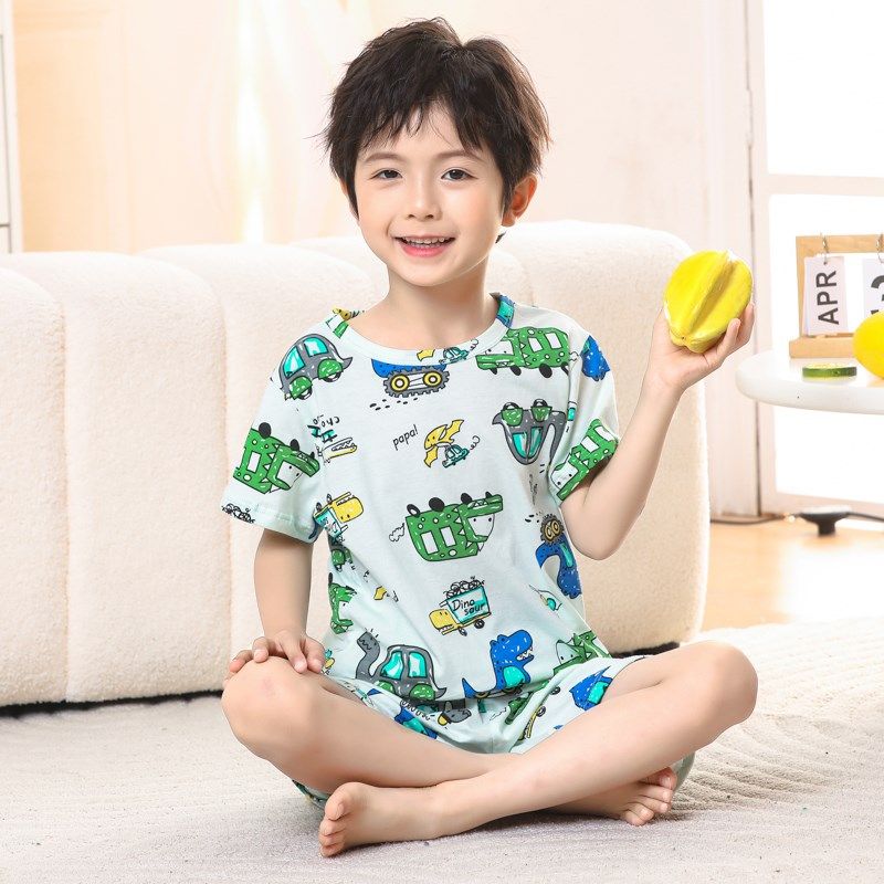 男童睡衣纯棉短袖短裤儿童v夏季薄款空调服中大童宝宝家居服套装,童装/婴儿装/亲子装,家居服套装,淘宝优惠券,粉丝福利购,淘宝优惠卷