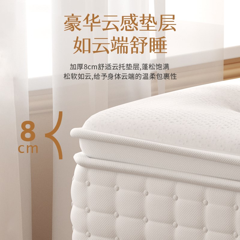 宜奥星光8cm舒适层银离子抑菌防螨乳胶O床垫独立袋装弹簧床垫