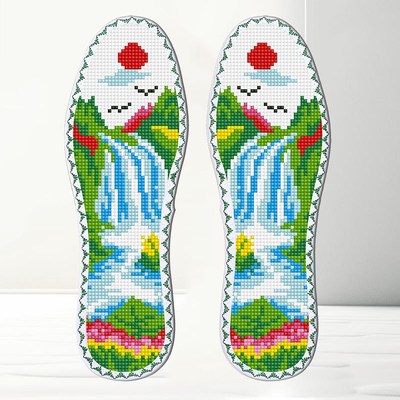 2024年新款i七层棉布彩色三角边半成品手工自己绣十字绣鞋垫