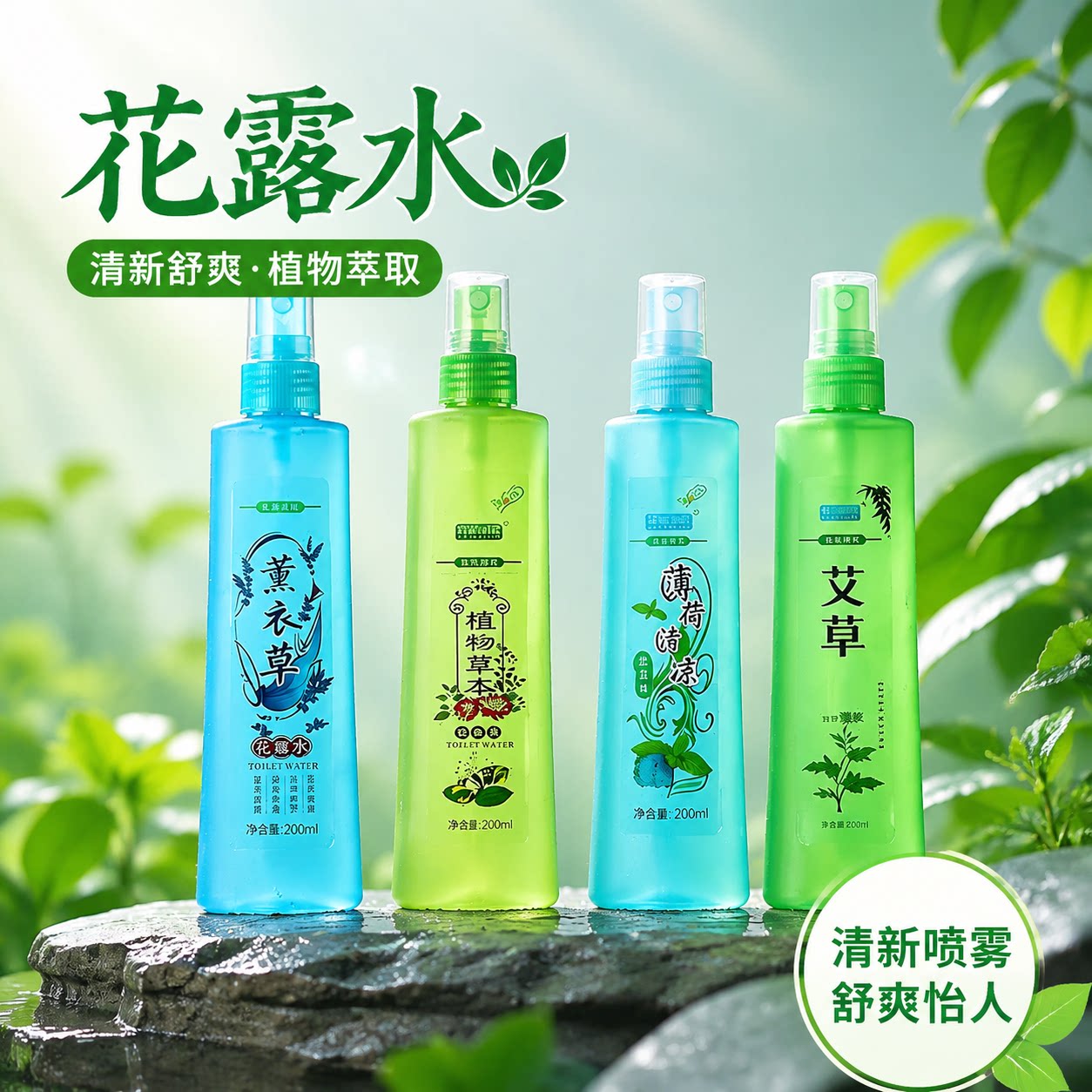 花露水经典瓶装夏季薄荷艾草家用清凉舒爽香水清香喷雾型花露水