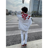 lhak美式 高街字母刺绣连帽卫衣男秋冬设计感oversize慵懒风上衣潮