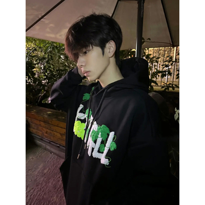 潮牌葡萄网球毛巾刺绣连帽卫衣男