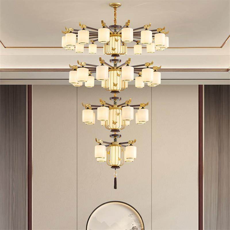 别墅客厅复式楼大吊灯中空楼酒梯奢新式中轻899全铜店餐厅灯罩朝,家装灯饰光源,智能吊灯,淘宝优惠券,粉丝福利购,淘宝优惠卷