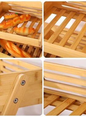 竹制组双水层水果篮桌面收筐多功能装型SSU桌面置物架厨房沥纳收