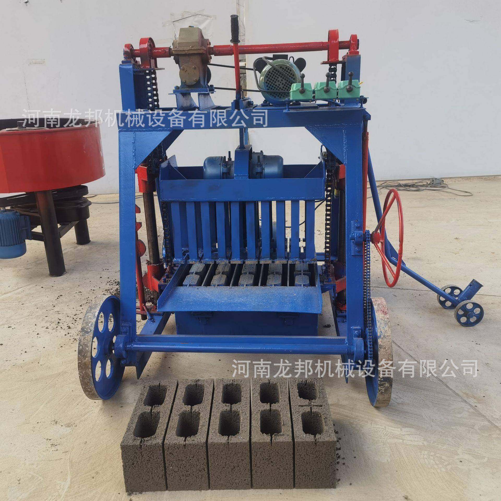 大IBU移制砖动机出非洲免烧水泥砖机轮半自口动砌块成型机