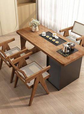 中新阳台茶桌椅组合小户型家用IXW实木泡桌现式代小型茶一体休闲