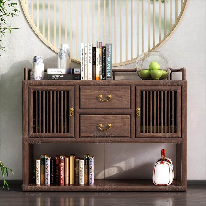 白蜡物木实边柜餐茶水柜新中式黑胡桃木多用储物柜置木架WZ-05收,住宅家具,餐边柜,淘宝优惠券,粉丝福利购,淘宝优惠卷