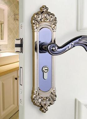 亚H17302TM欧锁式木钛黑金室内门锁铝合金静音机械实门具执手锁房