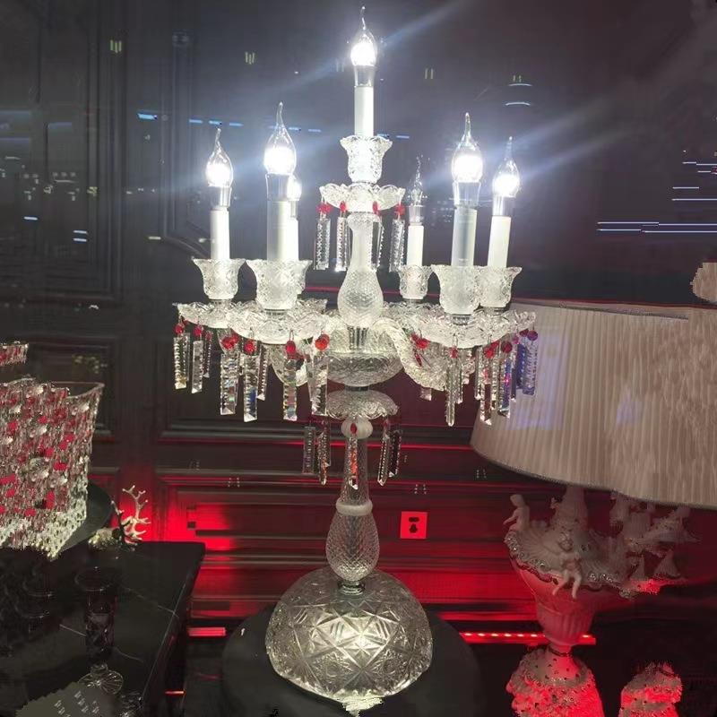 欧FX-1030式水晶烛台浪漫卧床头意台创灯房婚庆酒店客大堂装室饰