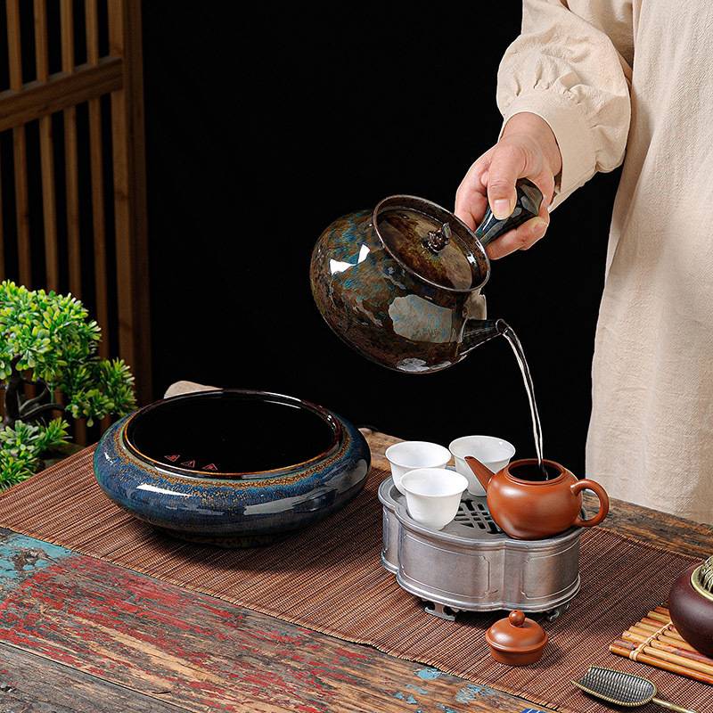 复古潮州明德园祥龙电陶炉家用办公室砂铫壶手工侧把壶煮茶炉套装