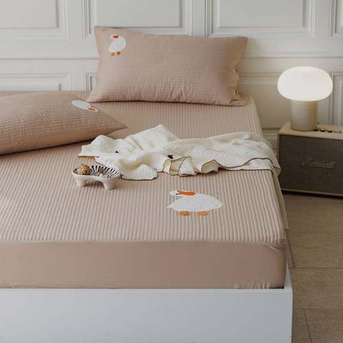 卡可爱鸭毛巾绣夹棉加高笠单ARO件床垫罩床单品纯棉通加高防尘鸭