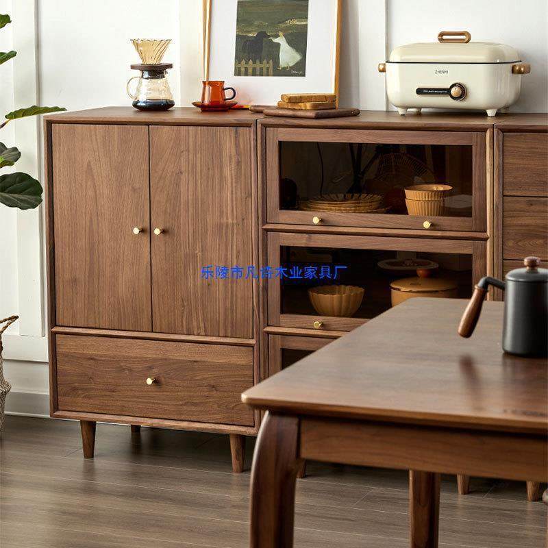 黑CBG-545胡桃木柜实木五斗全柜纳柜日式客厅樱桃木玻璃收翻门柜,住宅家具,餐边柜,淘宝优惠券,粉丝福利购,淘宝优惠卷