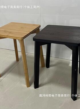 竹家BMY餐凳实木凳叠子客厅方凳板凳茶凳经楠用济型现代简约可放