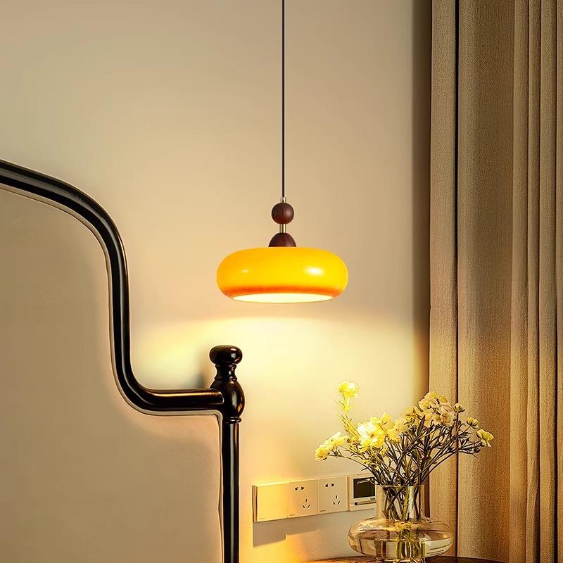 中古风床头小吊灯灯美式新餐款复古实木玻璃围吊氛219感吧台厅灯