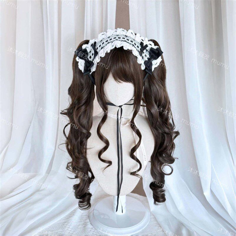 假发女Lolita虎口夹双马尾doll感日常双丸子头甜妹罗马卷全头套式