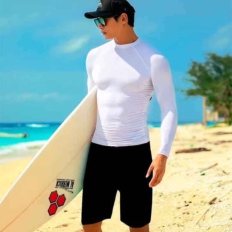 韩国男士泳衣长袖潜水服上衣防晒速干游泳衣水母衣冲浪服浮潜套装