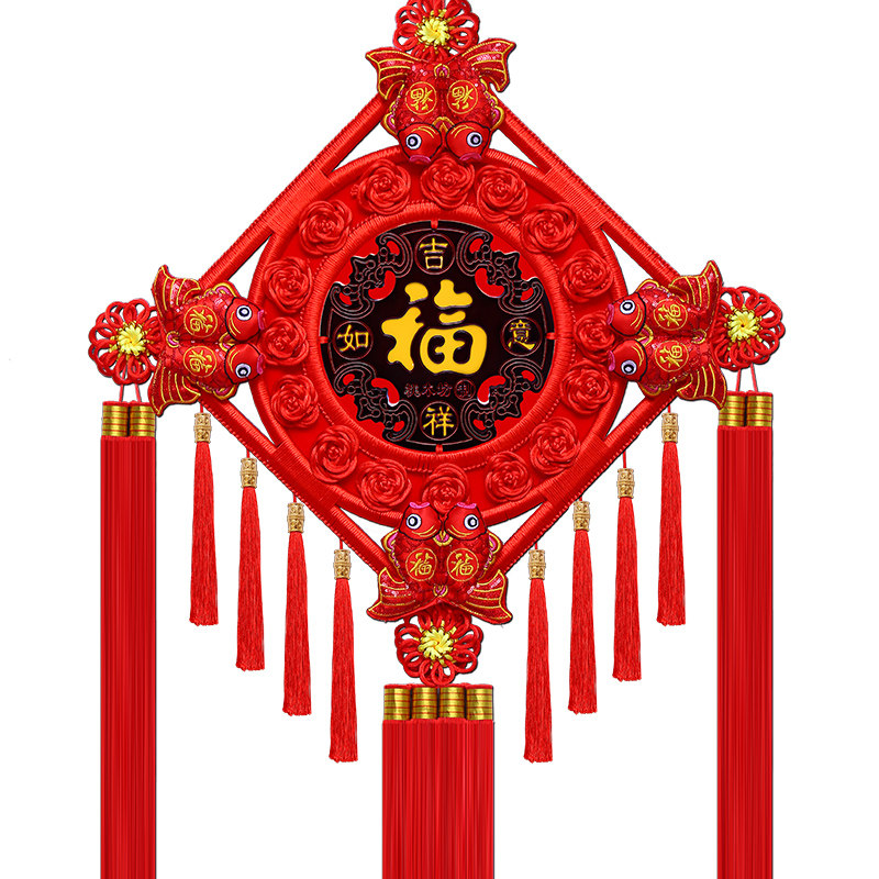 桃木中国结招财福字客厅大号镇宅挂件乔迁新居门上玄关春节小装饰