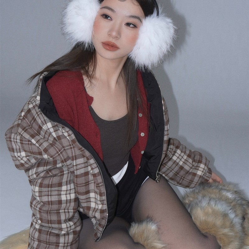PANCY雪地氛围纯白色毛绒耳罩冬季大号耳包耳暖耳套保暖耳捂女