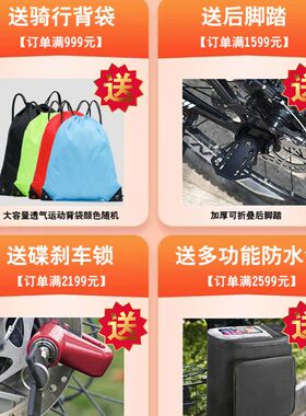 两折叠双人自行车套装两人骑行三人座亲子家庭车情侣景区观光单车