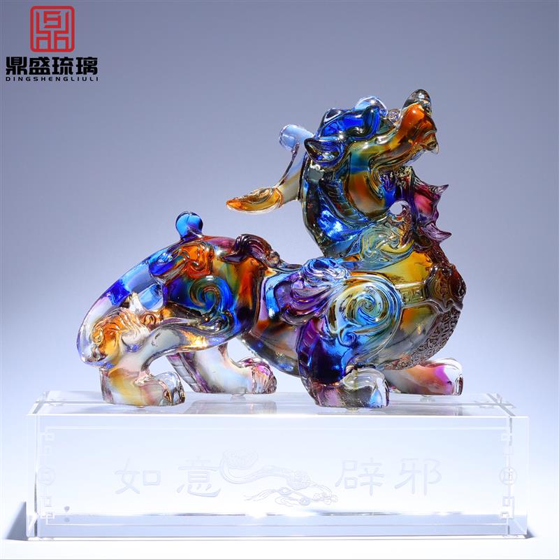 非遗淄博古法琉璃貔貅招财摆件一对店铺开业乔迁风水财位装饰礼物