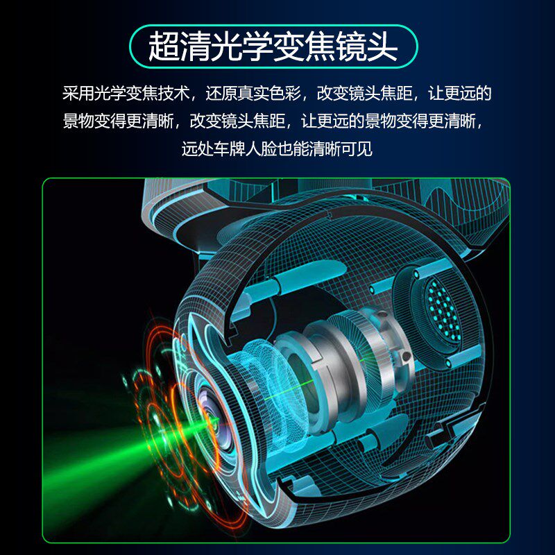 光学变焦双镜头无线摄像头室外防水手机远程监控器360度全景超清