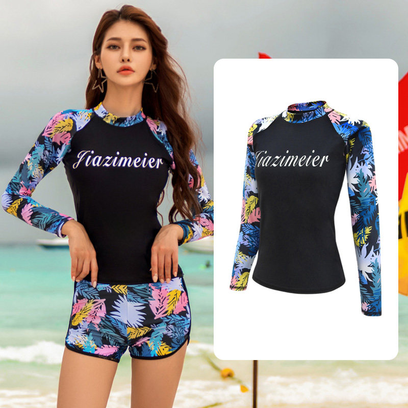 韩国潜水服女分体拉链水母服防晒长袖泳衣浮潜男冲浪温泉上衣外套