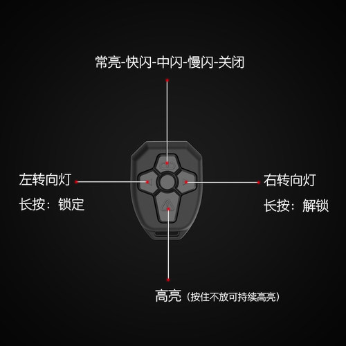 自行车无线遥控转向尾灯夜间警示尾灯充电山地车骑行装备单灯配件