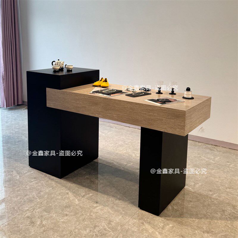 服装店中岛展示台店铺商用流水台仿洞石女装店中岛桌拼色陈列柜台