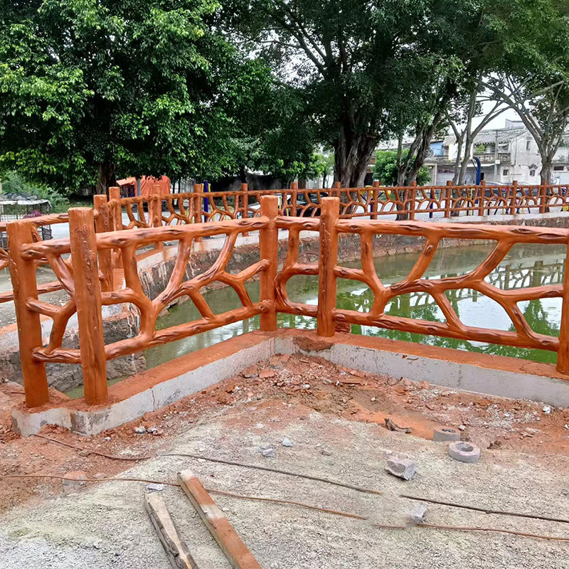 水泥仿木护栏仿树藤围栏河道景区公园栈道隔离防护钢筋混凝土栏杆