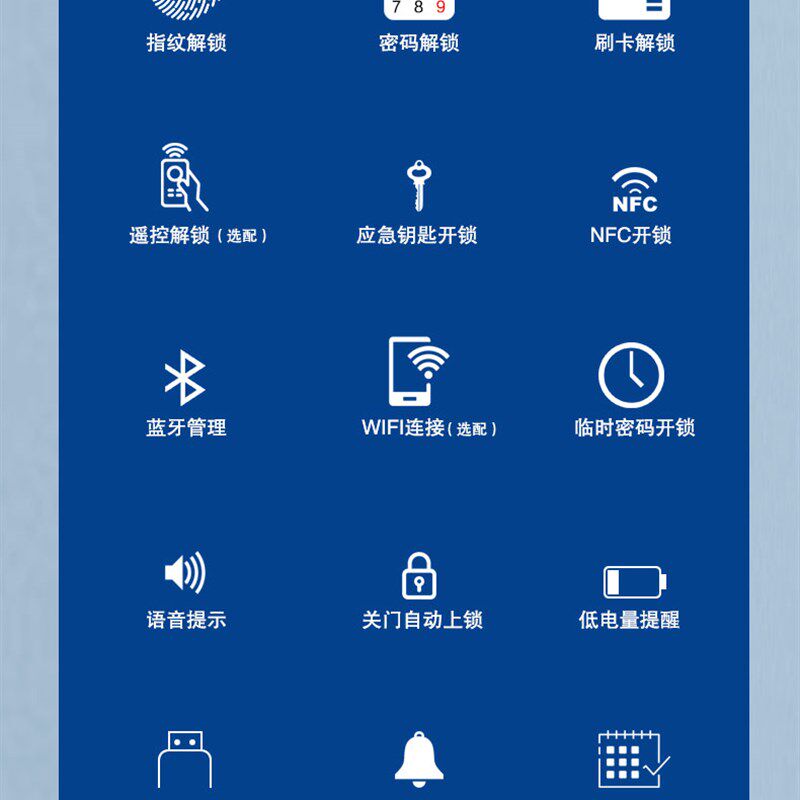 玻璃门指纹锁带钥匙 免开孔免地插办公室密码锁NFC单双开门肯德基