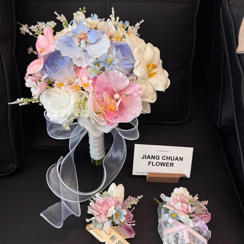浪漫小众高级感混搭手捧花花束成品仿真花胸花腕花假花结婚礼物