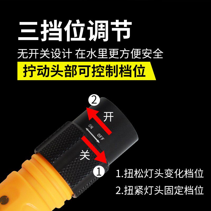 LED迷你专业强光潜水手电筒充电防水远射户外骑行便捷款登山照明
