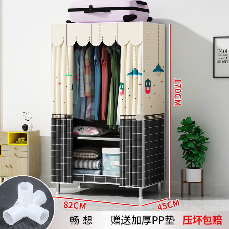 布艺衣柜简易布衣柜加厚移动组合放挂衣服拆装牢固钢架折叠橱柜子