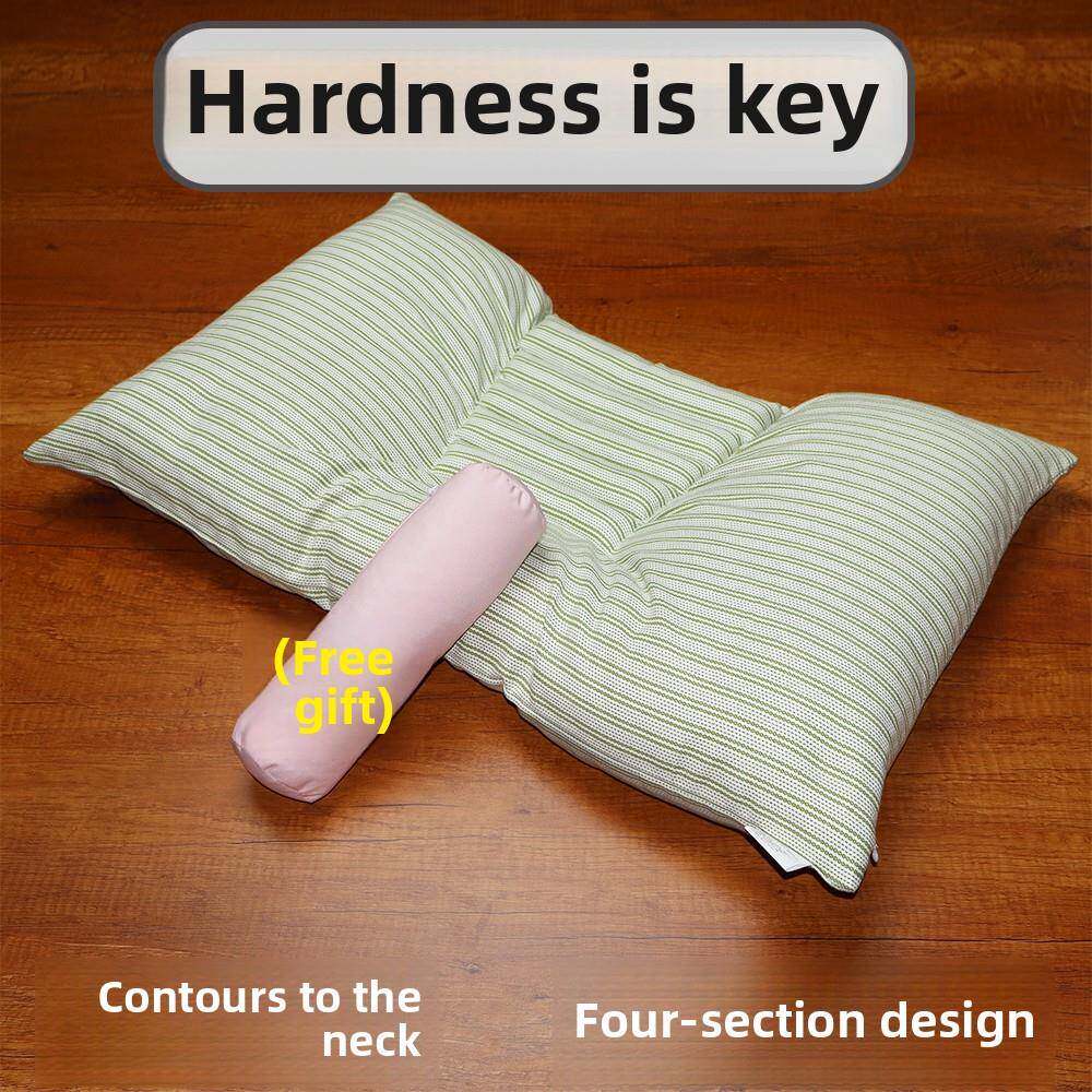 颈椎枕头偏硬圆柱硬枕硬颈椎反弓分区蝶形分区纯全棉100%医院可用